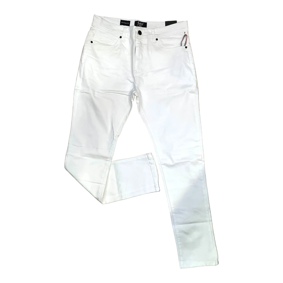 Switch white span twill casual slim-fit stretch pants for men