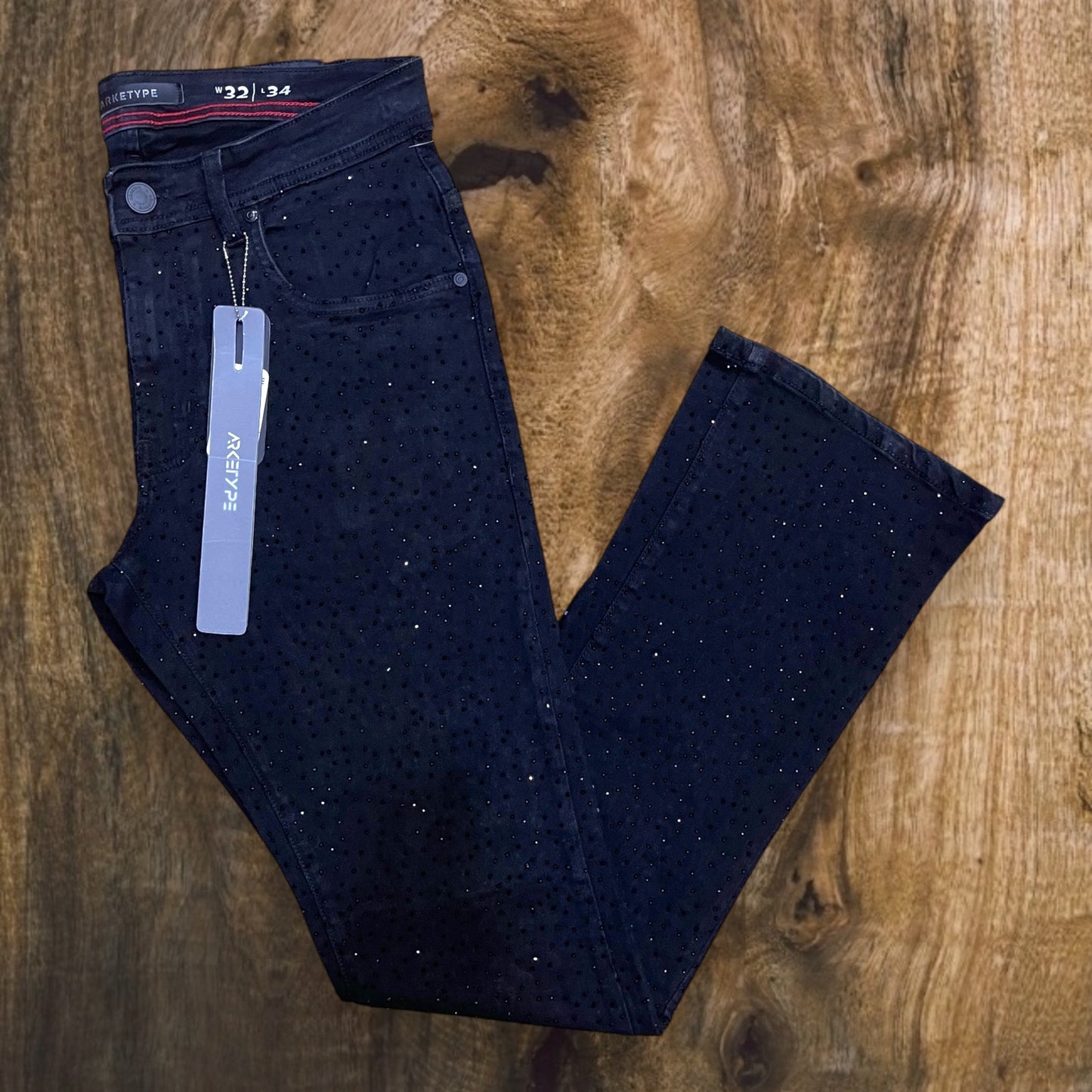 P548 - Full F&B All Over Rhinestone Stacked Flare Jeans