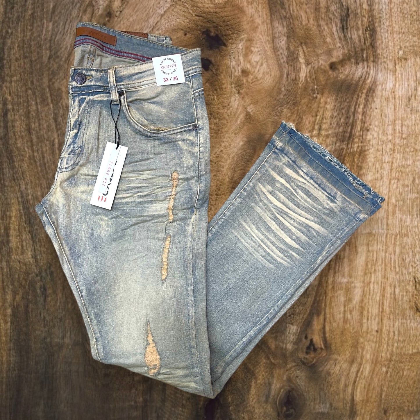 P538 - Double Whisker Stretch Stacked Flared Jeans