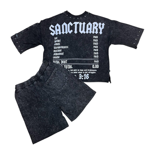 WH-SM6999 - Sanctuary with Rhinestone n Studs Cropped Shirt, Shorts SET
