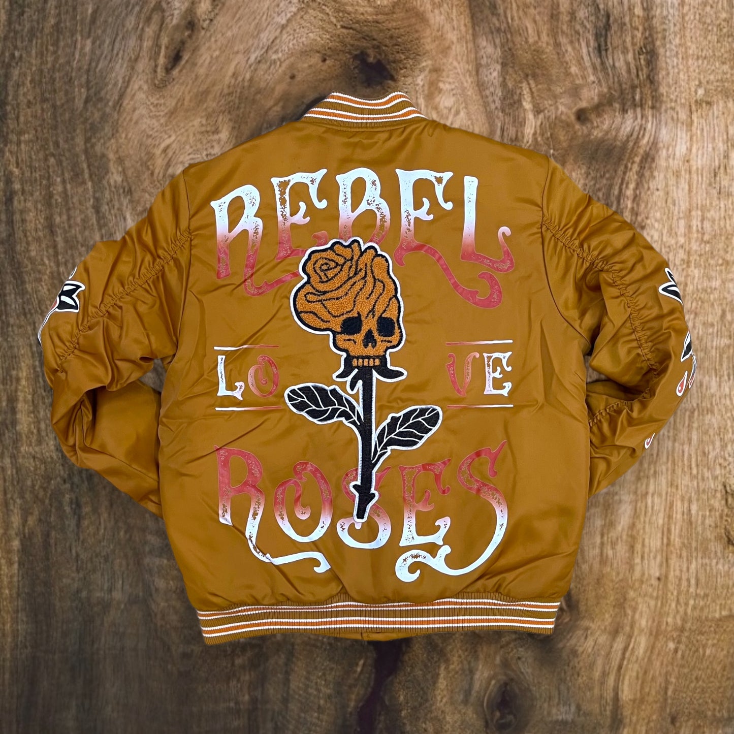 142-545 - Rebel Roses Nylon Varsity Jacket (Timber)