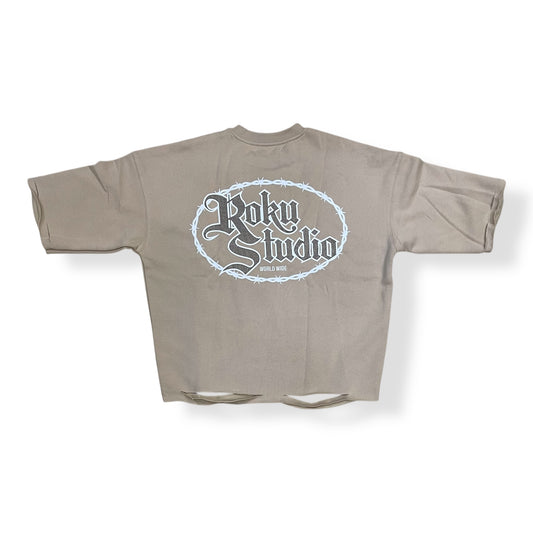 RK5481847 - RICH RAGE Cropped Torn Fleece Crewneck