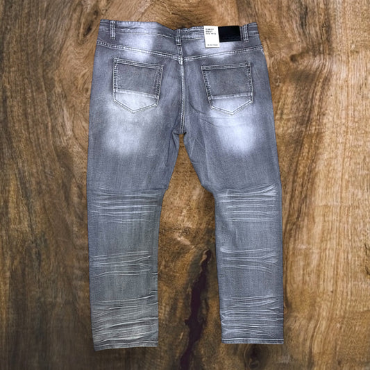 BTP24082X - Big Men's Washed Clean Look Denim Slim-Fit Stretch Jeans