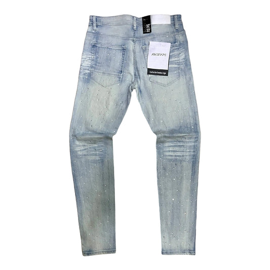 P547 - Rip & Repair All Over Rhinestone Slim-Fit Stretch Jeans