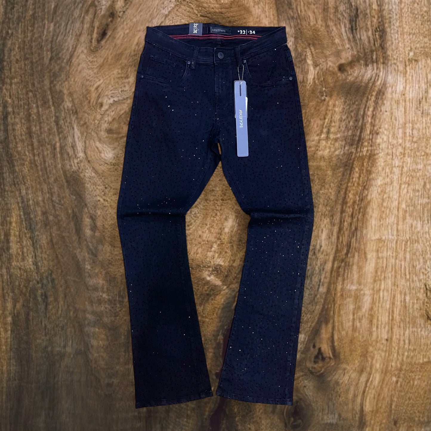 P548 - Full F&B All Over Rhinestone Stacked Flare Jeans