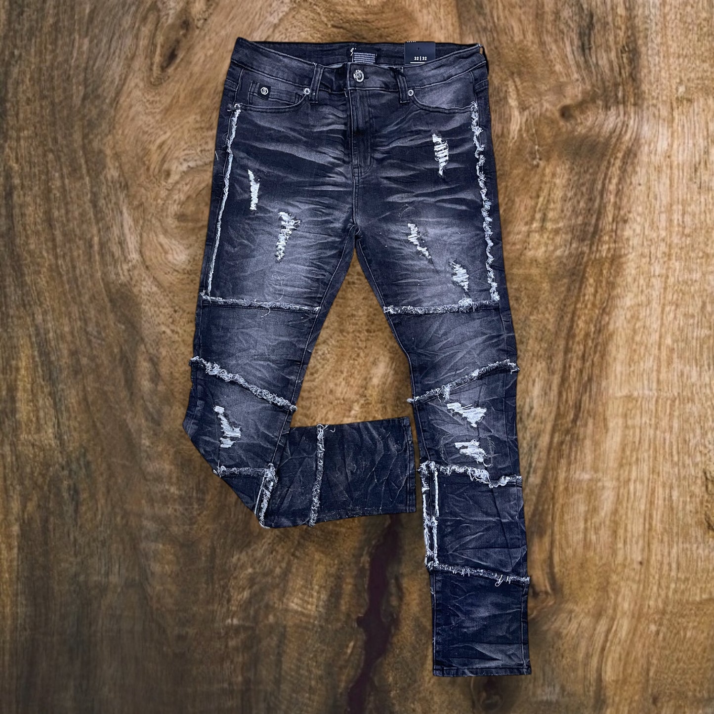 SS4676 - Premium Washed Ripped Slim-Fit Stretch Denim