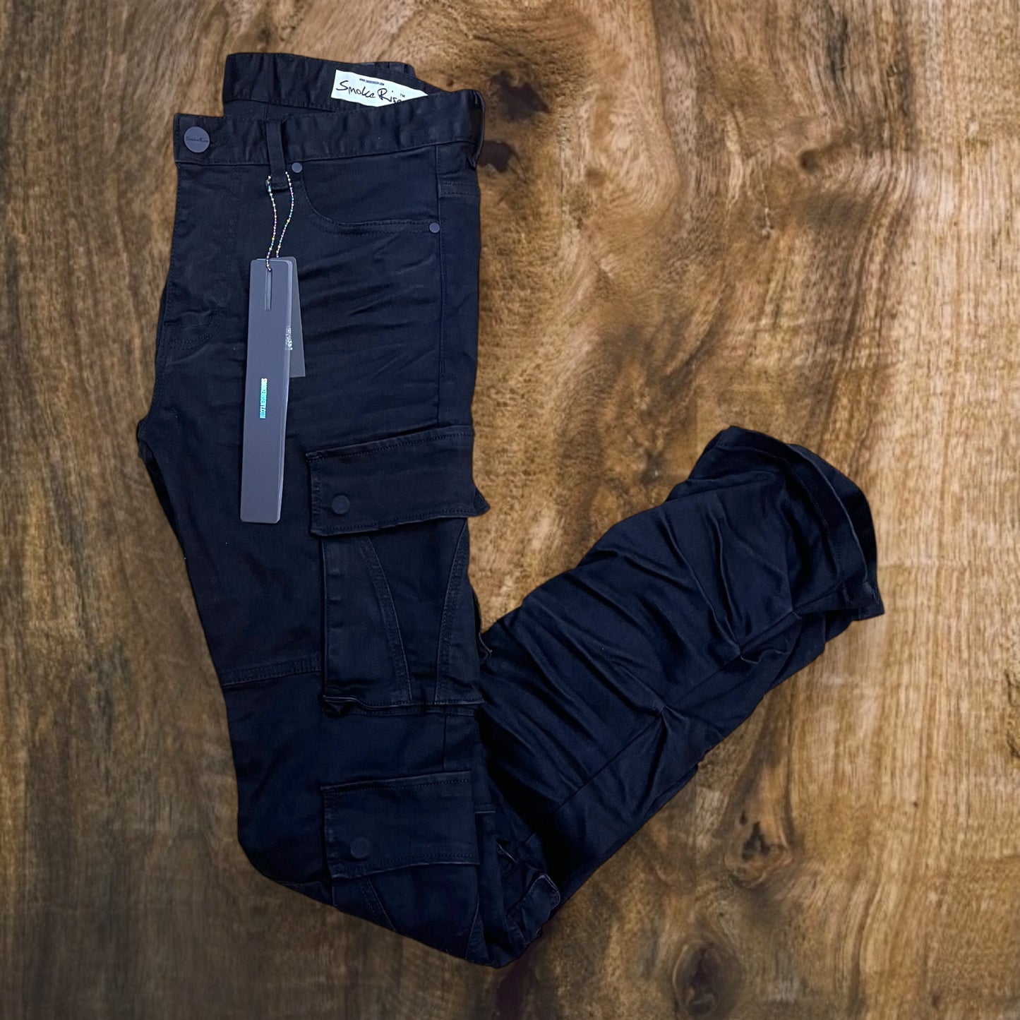 JP25143 - Premium Cargo Pocket Fashion Stacked Flare Jeans
