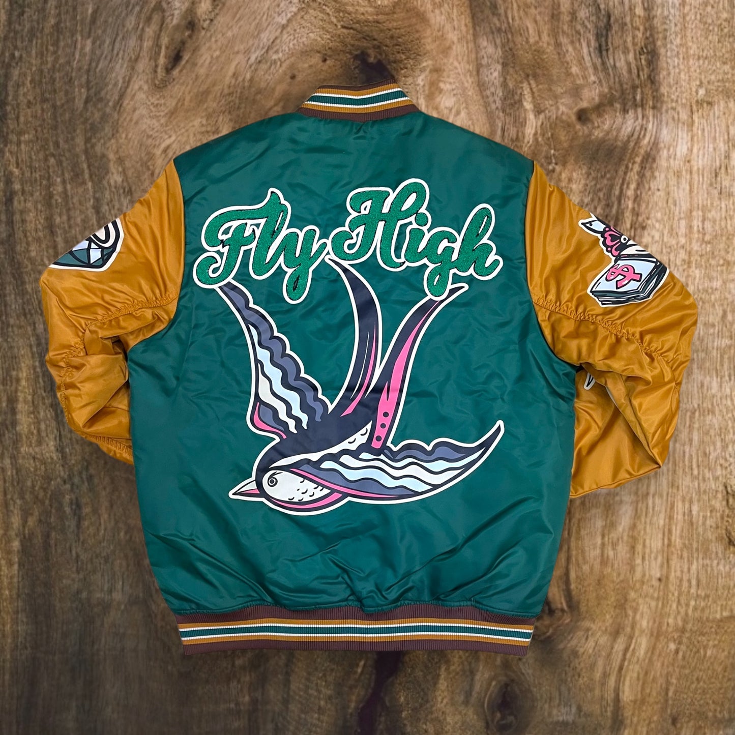 142-546 - Fly High Nylon Varsity Jacket (Hunter Green)
