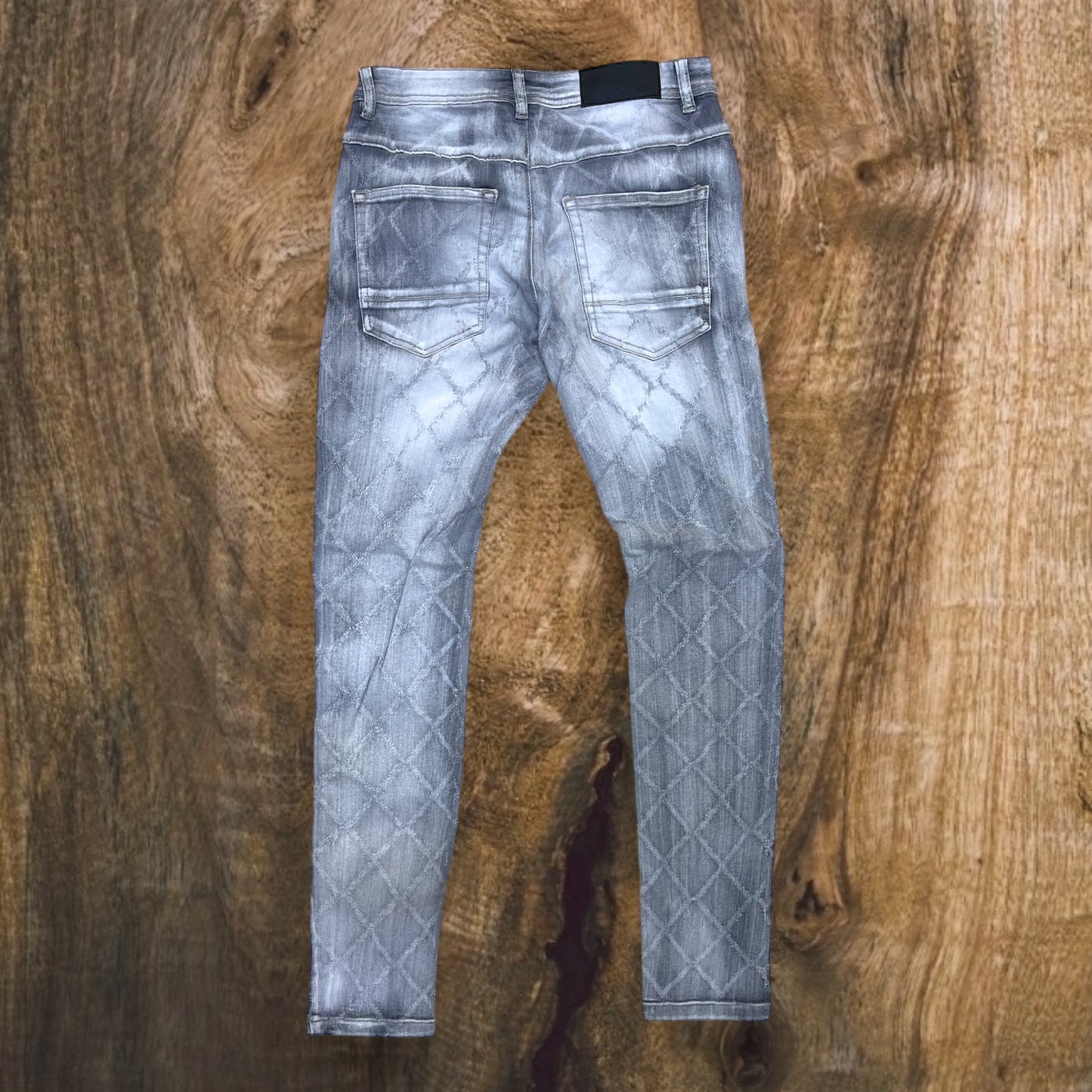 P428 - Diamond Pattern Slim-Fit Stretch Jeans