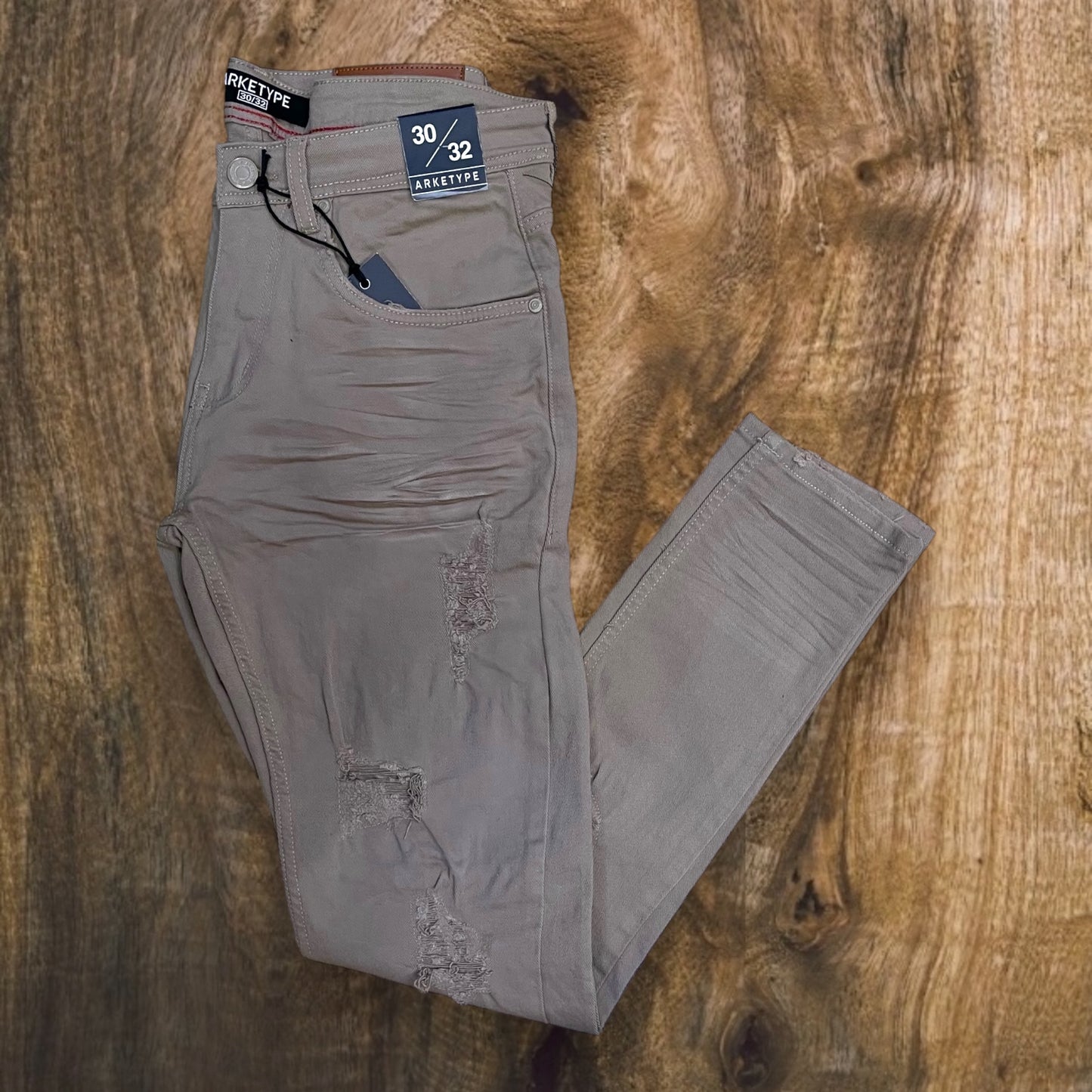 P403 - Twill Ripped Slim-Fit Stretch Jeans