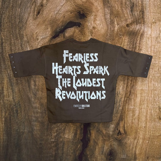 RK5481778 - RIOT SPIRIT with Studs Cropped Drop Shoulder Fleece Crewneck