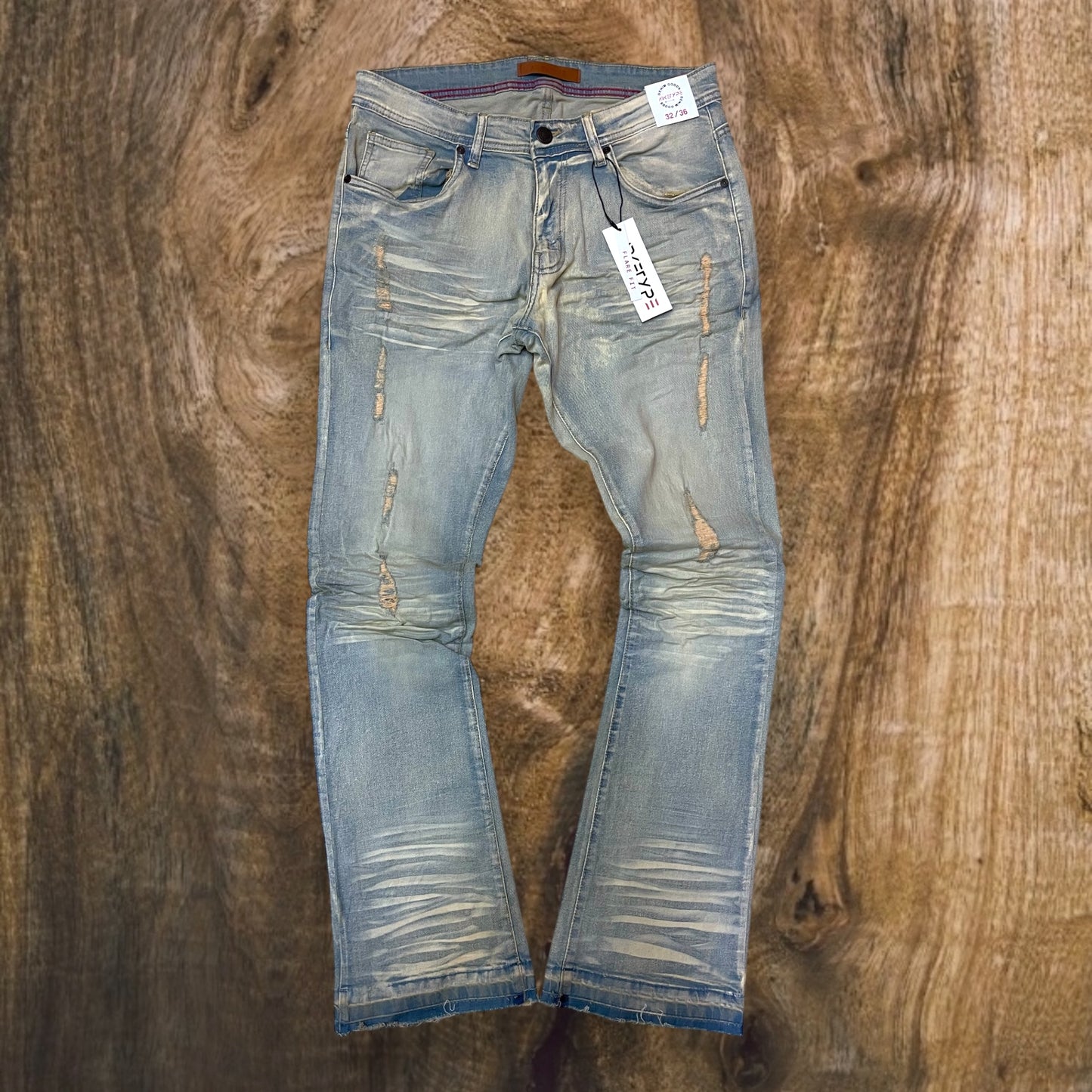 P538 - Double Whisker Stretch Stacked Flared Jeans