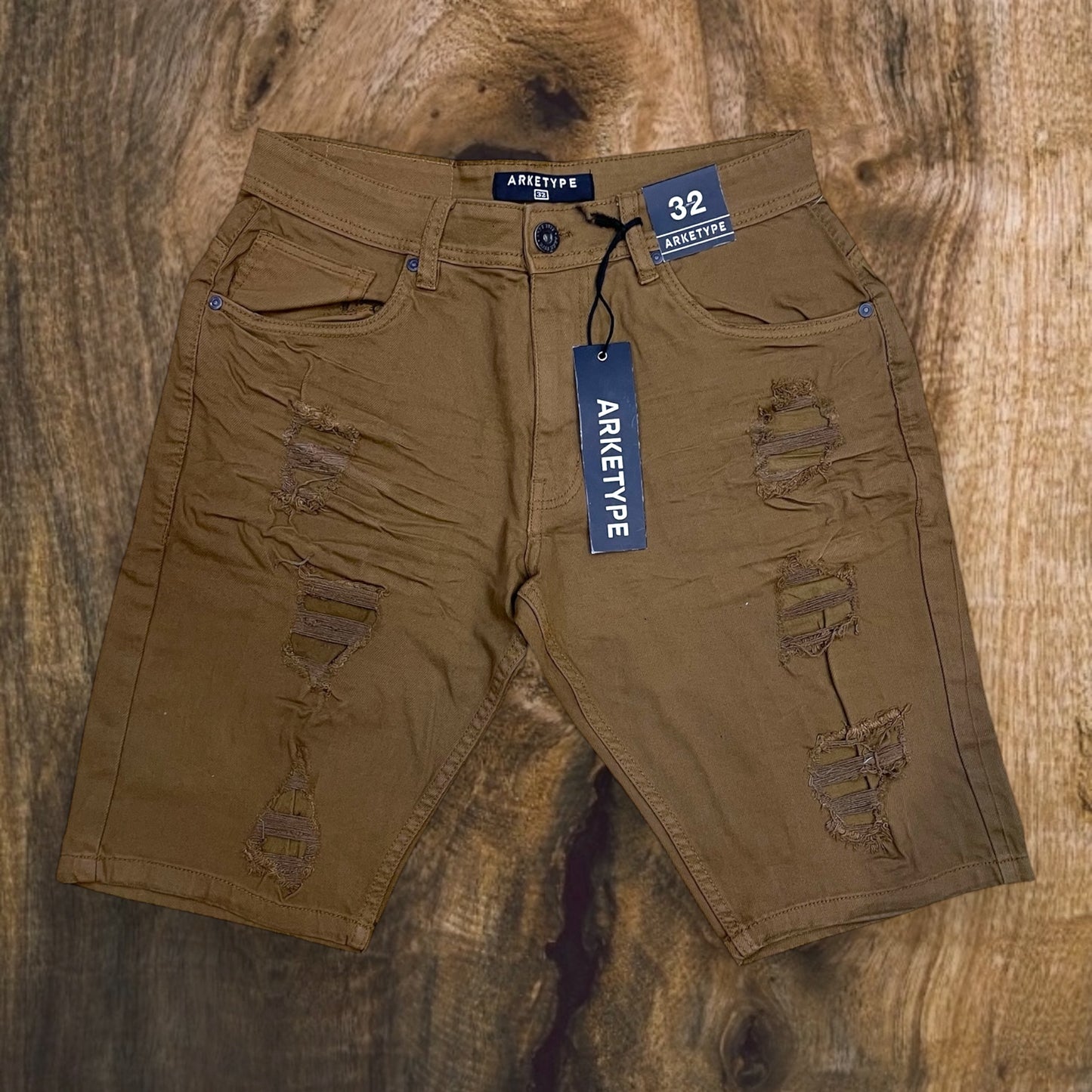 S2202 - Twill Ripped Stretch Shorts