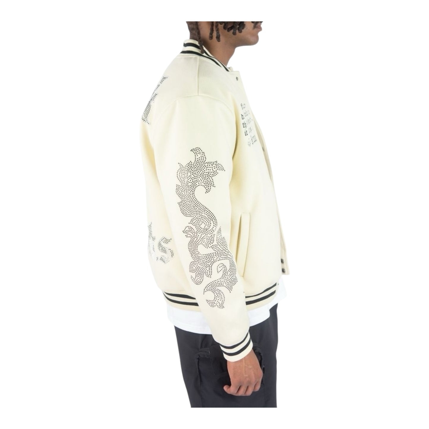 152-514 - Dark Knights Rhinestone Varsity Jacket (Cream)