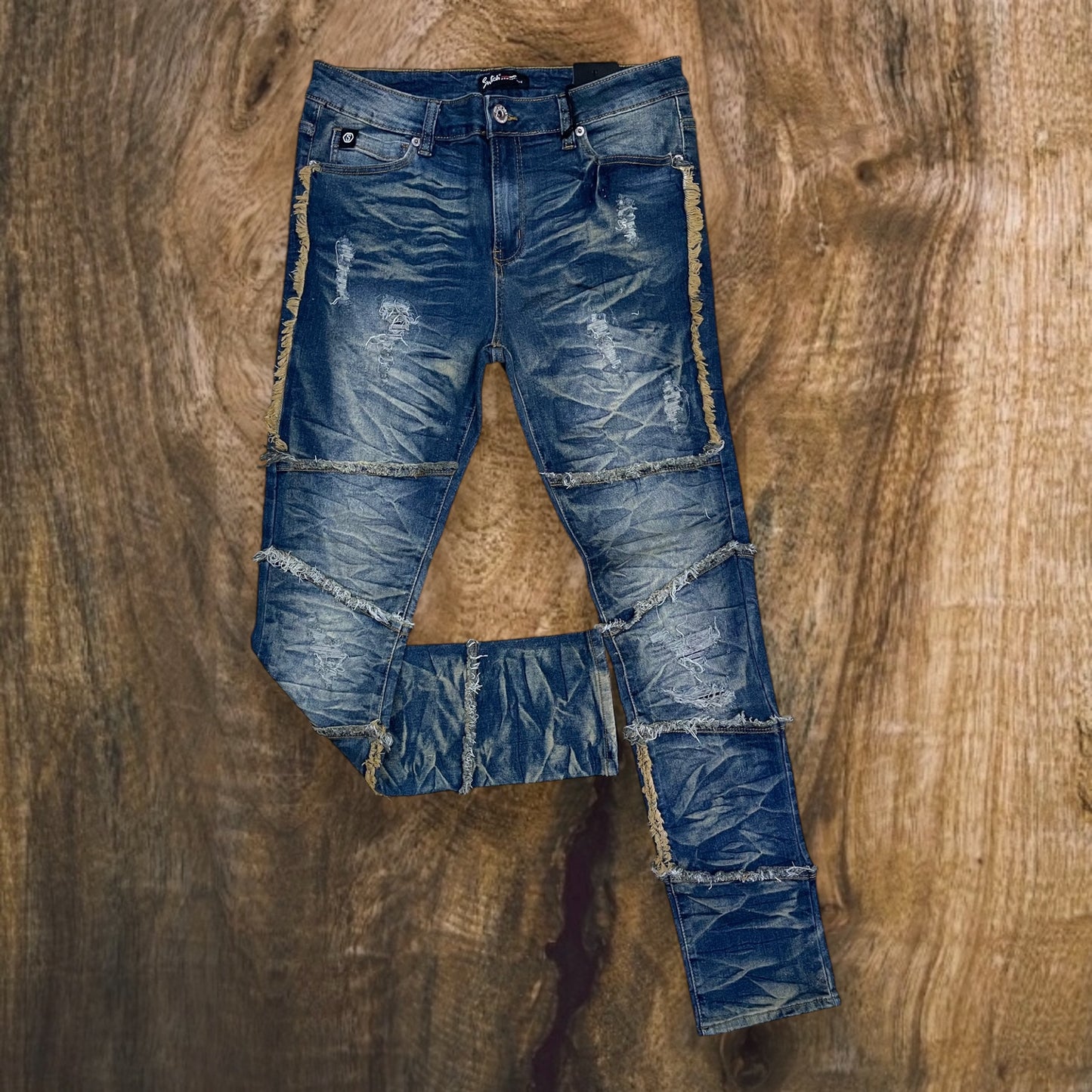 SS4676 - Premium Washed Ripped Slim-Fit Stretch Denim