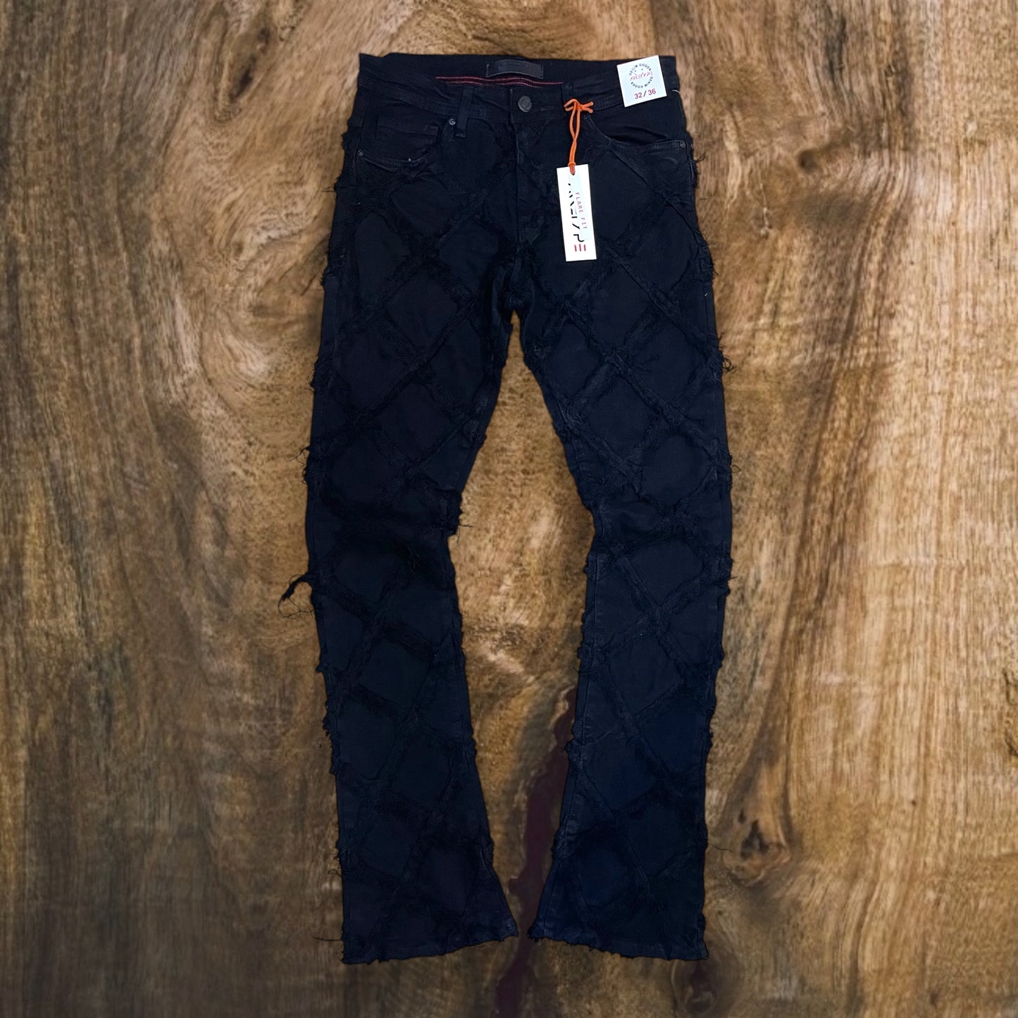P525 - Premium Cross Roads Stacked Flare Jeans