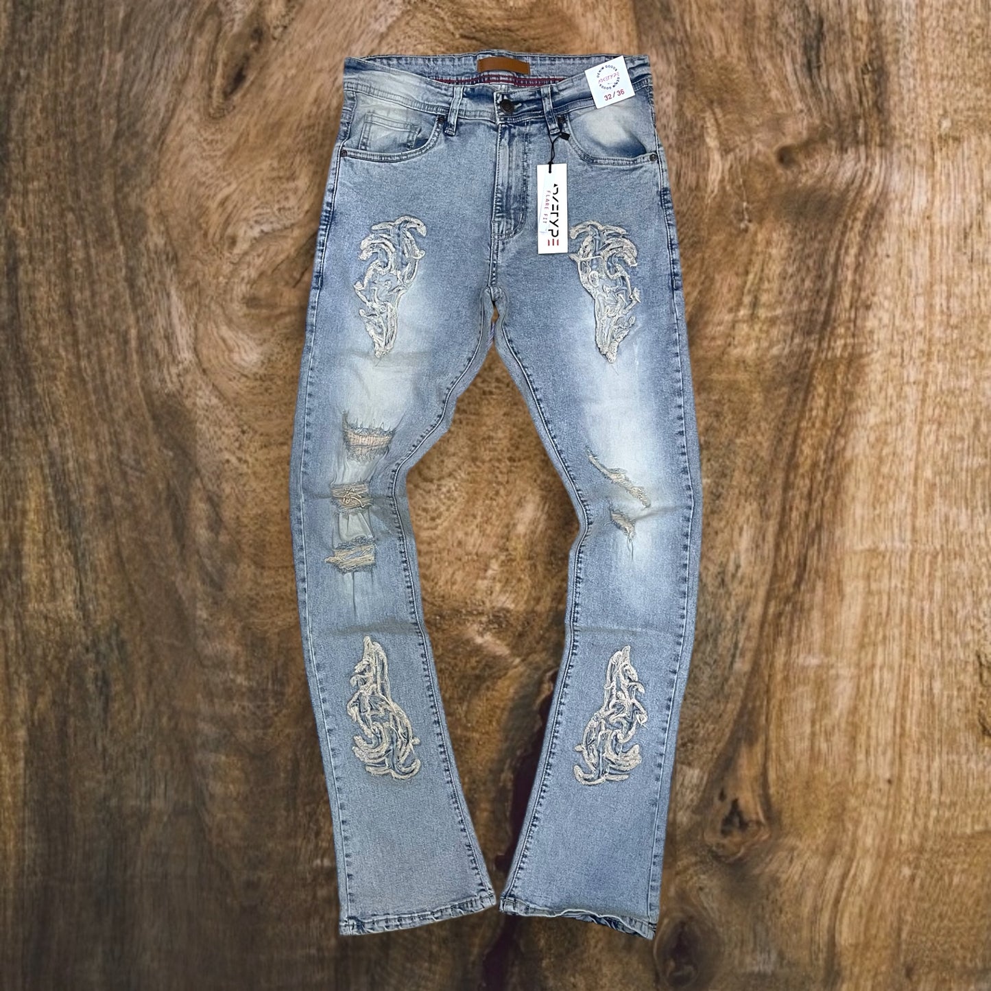 P524 - Premium Tribal Stacked Flare Jeans