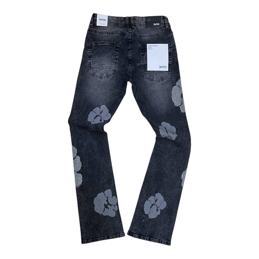 SM6613 - Popcorn Rhinestone Stretch Stacked Flared Jeans