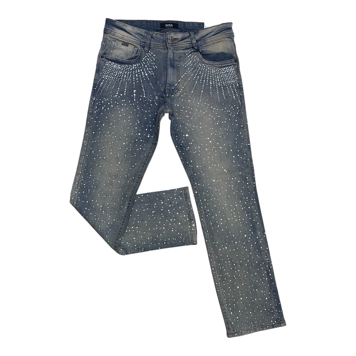 SM6603 - Rhinestone Allover Slim Straight-Fit Stretch Jeans