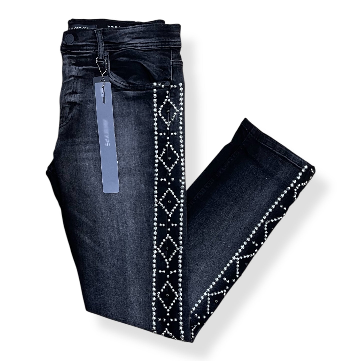 P554 - Double Sided Stud Slim Straight-Fit Stretch Jeans