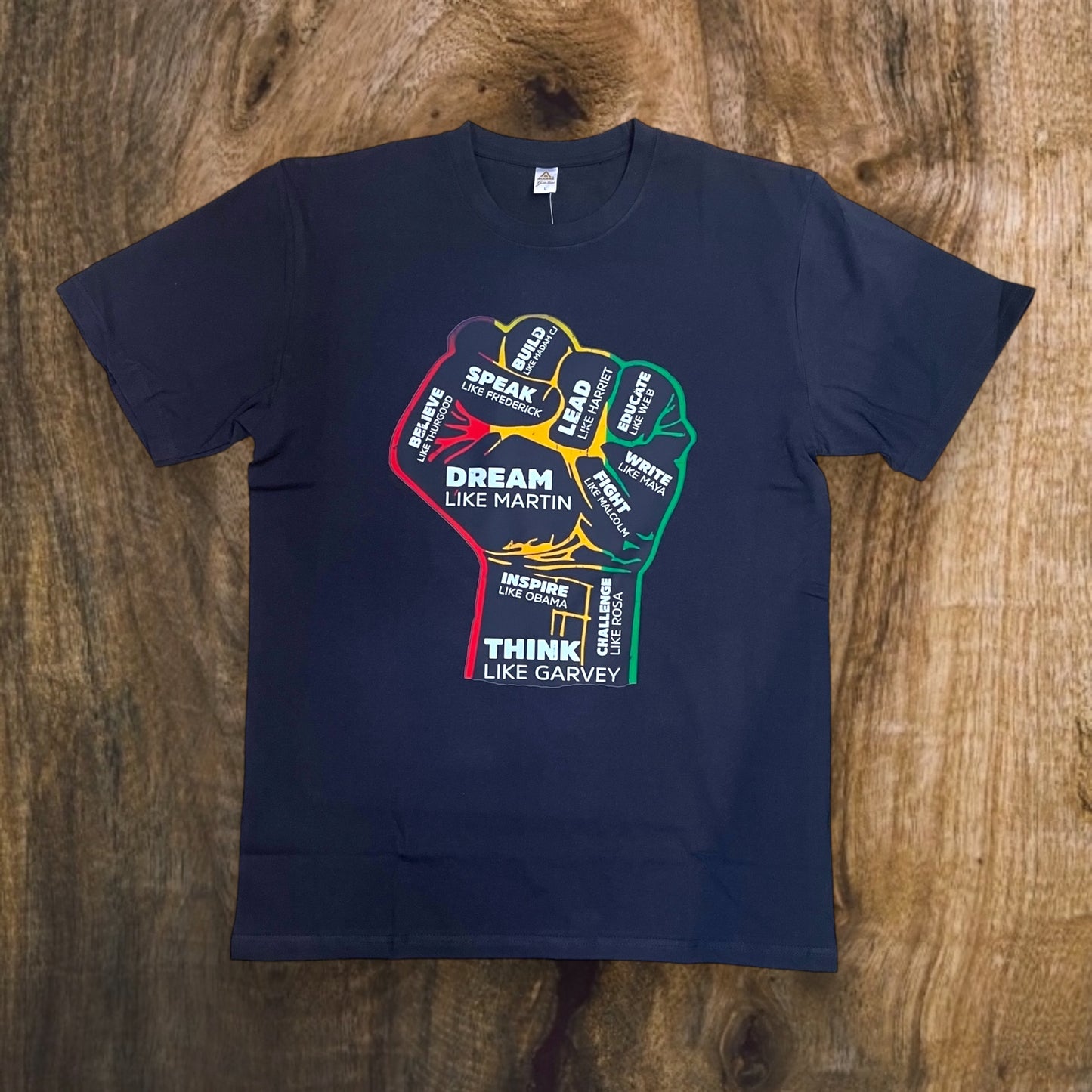 JC021425 - Black History Month, Inspiring Black Leaders Power Fist Hand Regular-Fit Graphic T-Shirt