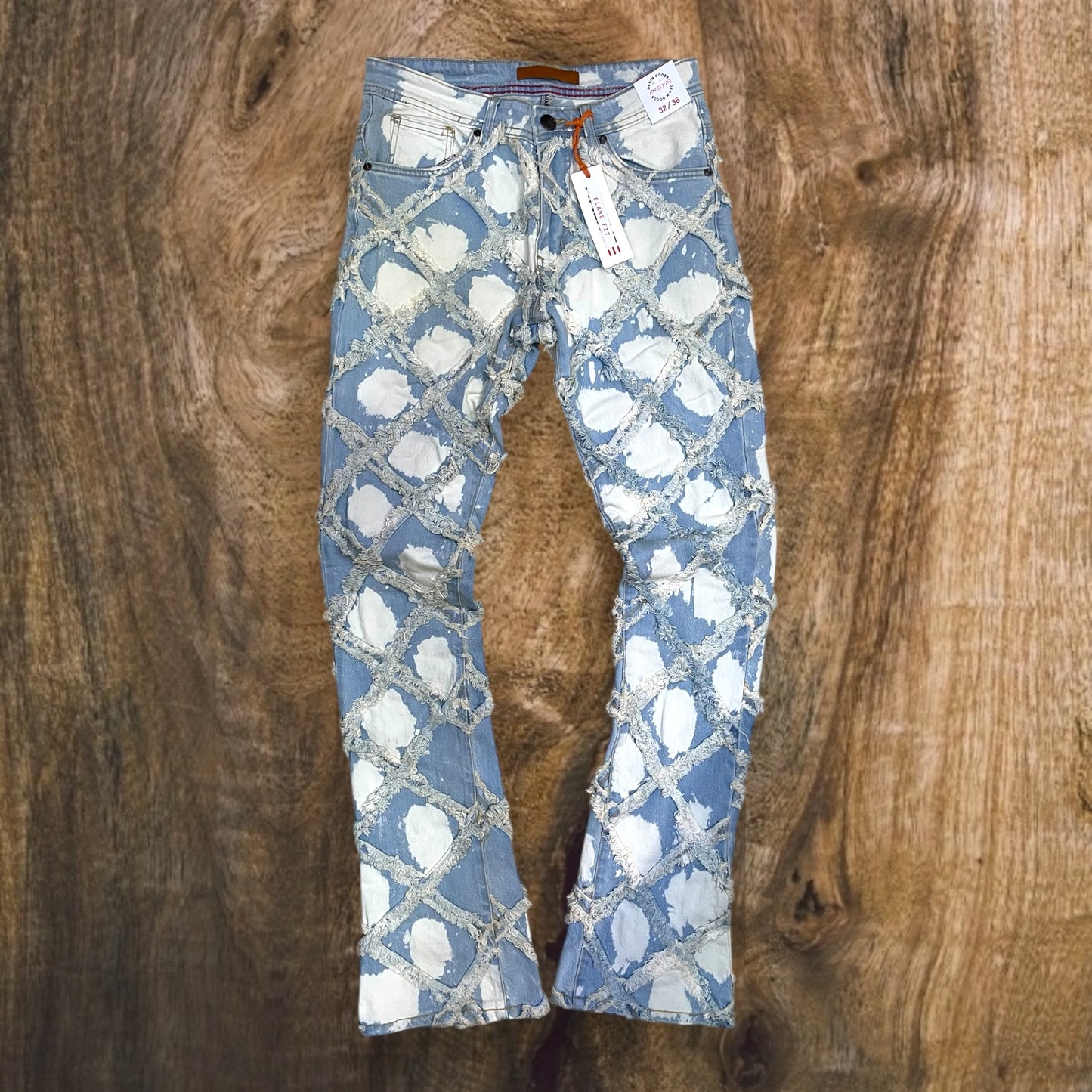 P525 - Premium Cross Roads Stacked Flare Jeans