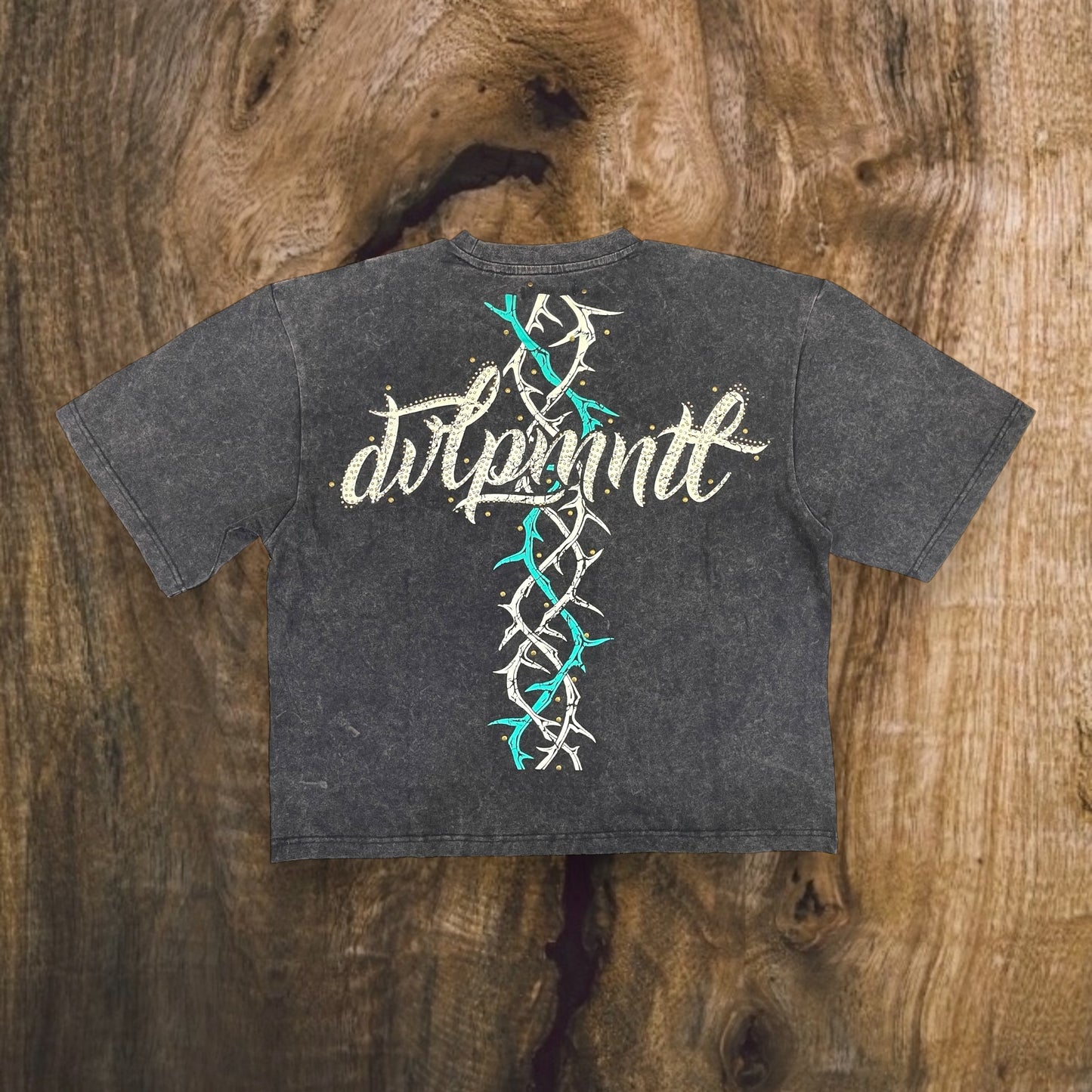 752-116 - Grateful with Rhinestones Oversize Cropped Top T-Shirt