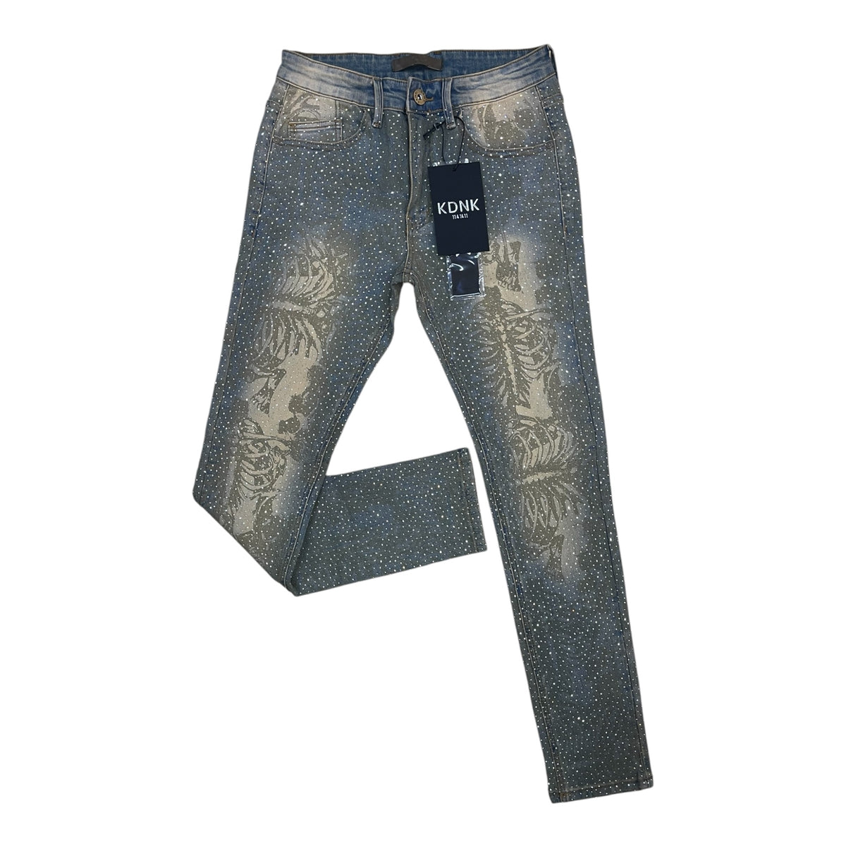 KND4960 - Skeleton Rhinestone Skinny Fit Stretch Jeans