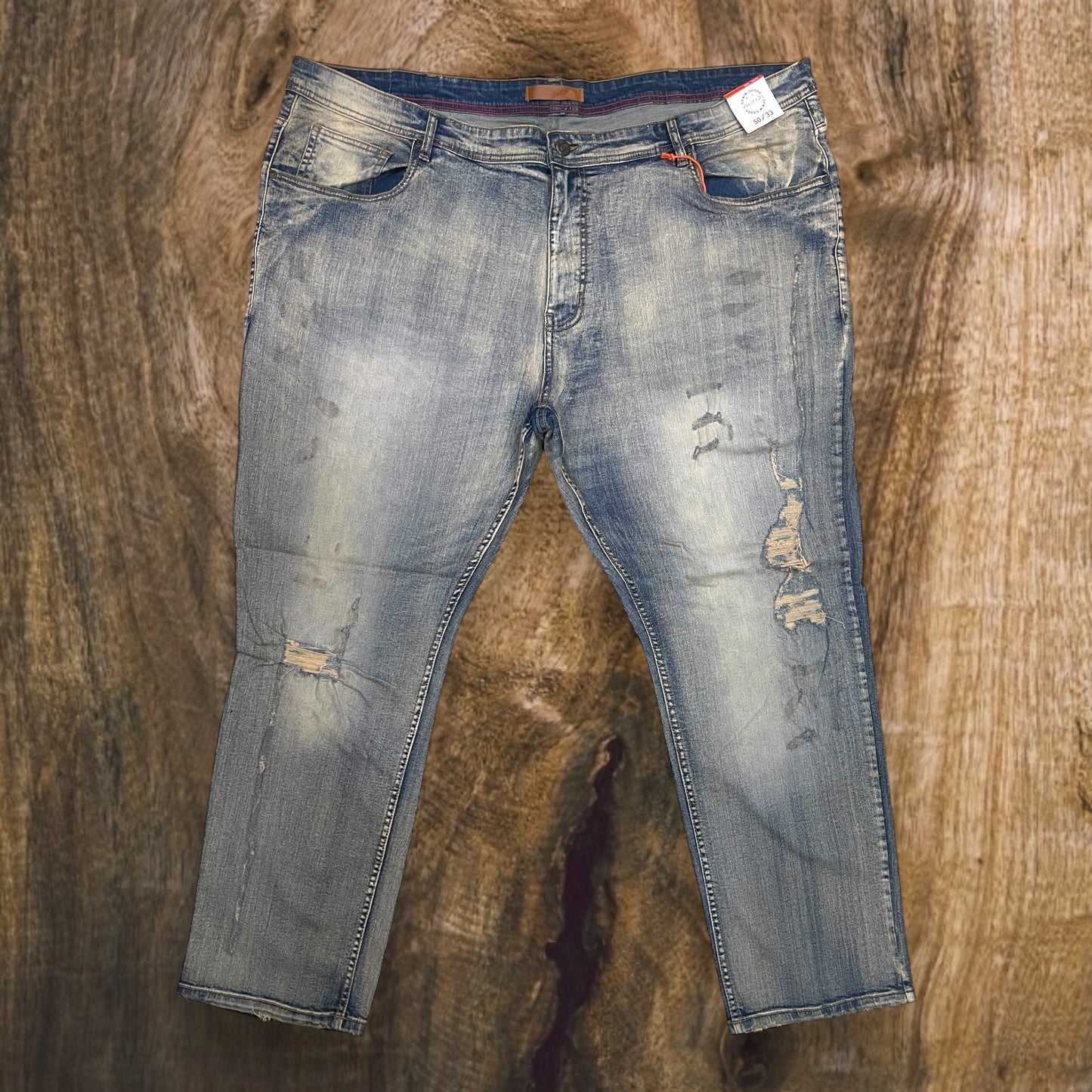 P401X - Big Men's Bolt Ripped Slim-Fit Stretch Jeans