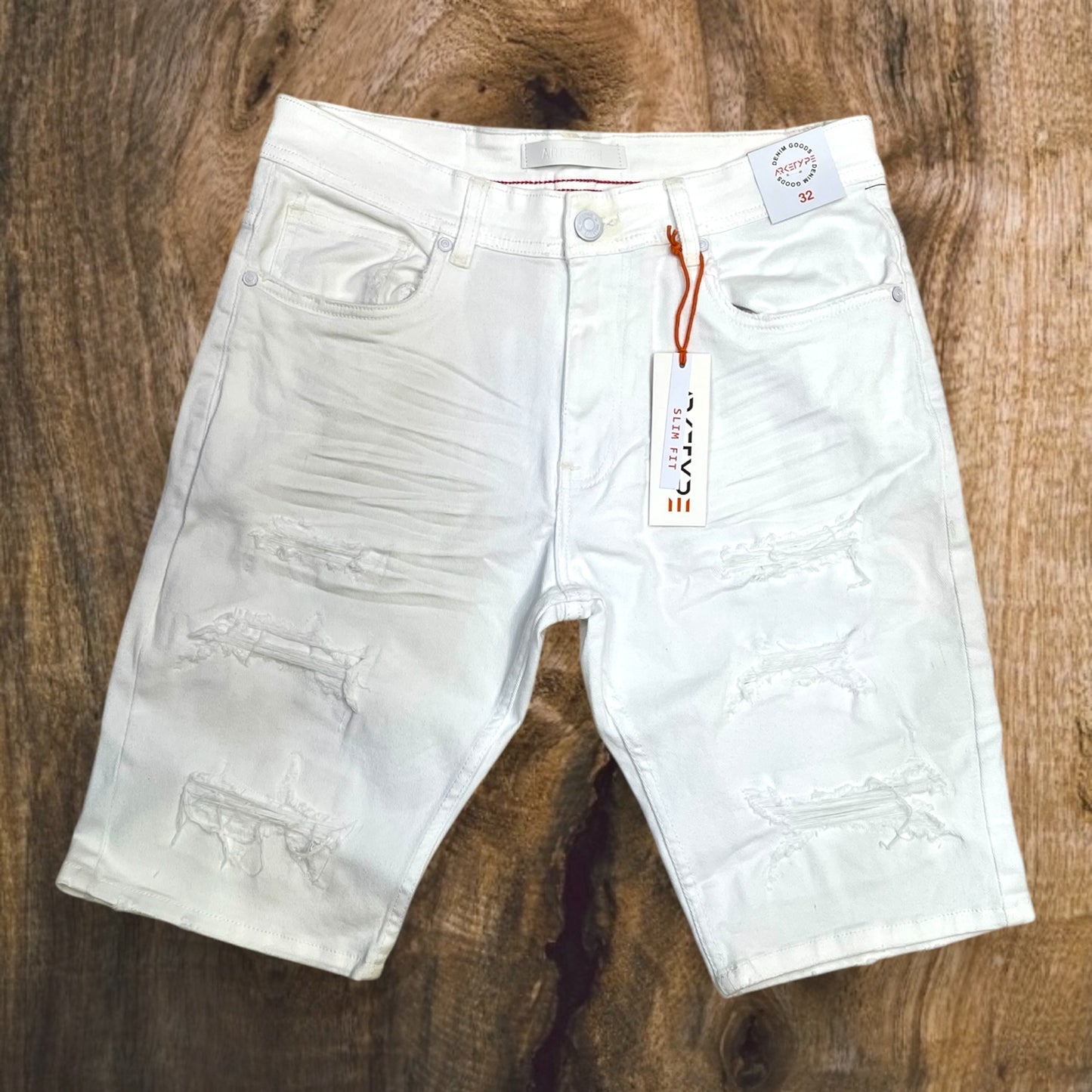 S523 - Twill Ripped Stretch Shorts