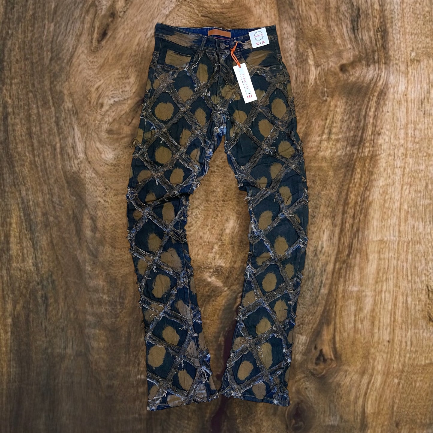 P525 - Premium Cross Roads Stacked Flare Jeans