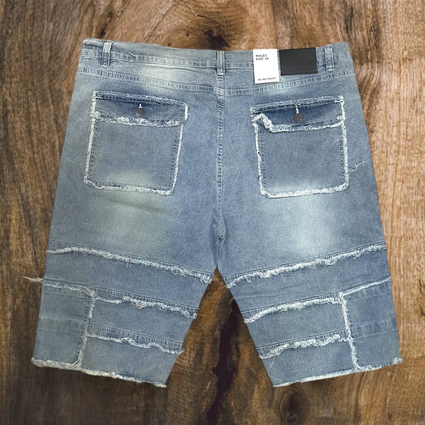 BTS25859X - Big Men's Frayed Cargo Pocket Stretch Shorts