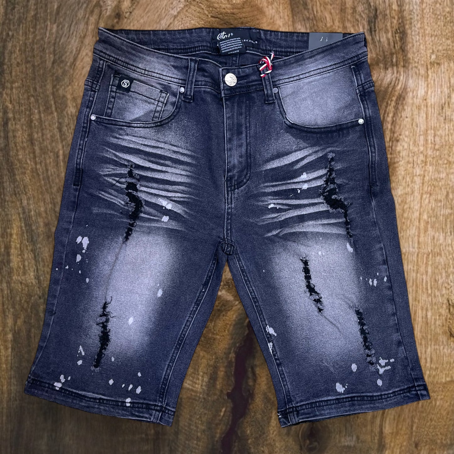 SS4701 - Ripped Denim Stretch Shorts