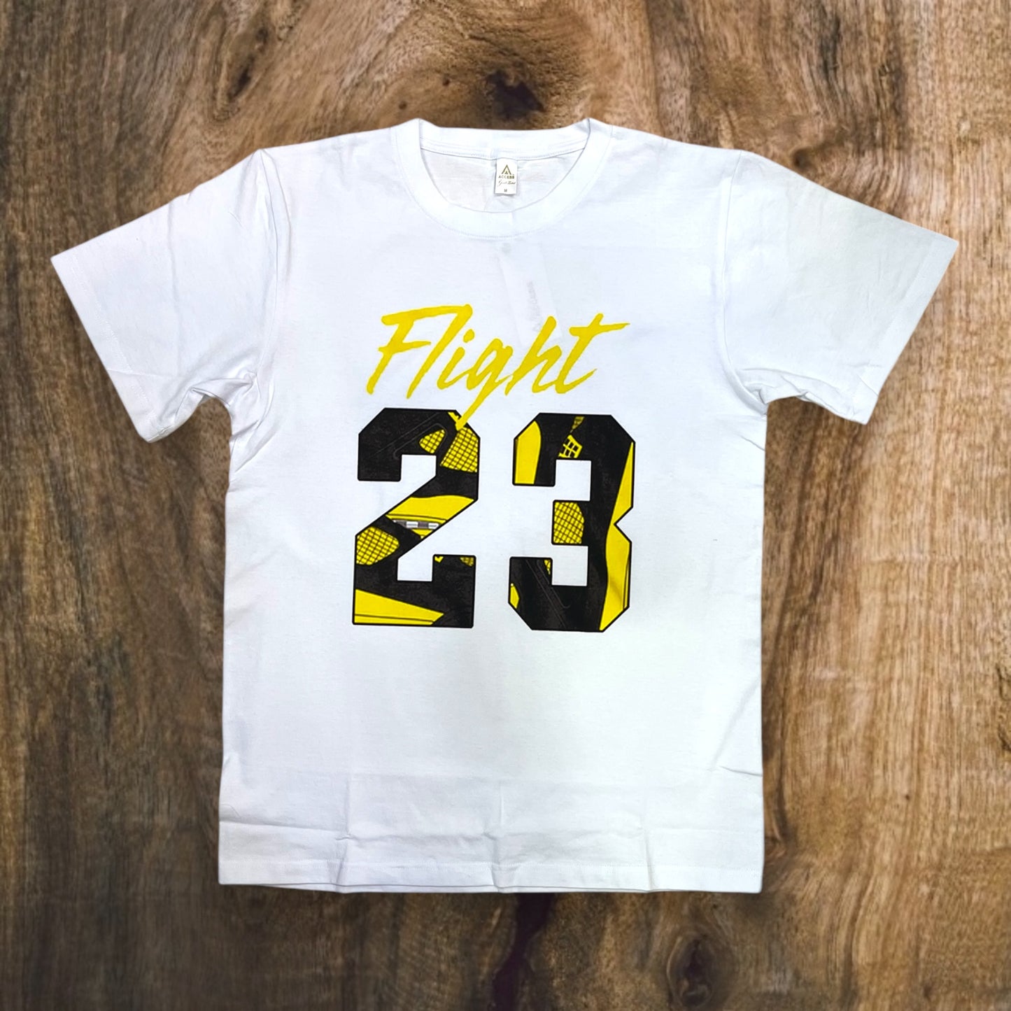 JC010825 - Flight 23 University Black/Yellow Regular-Fit Graphic T-Shirt