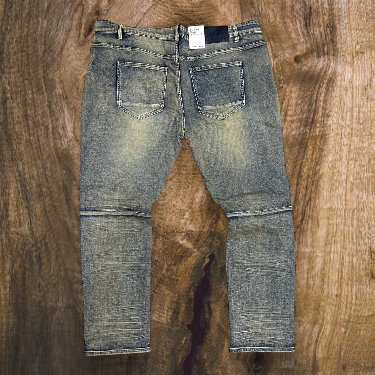 BTP24950X - Big Men's Distressed Rip & Repair Slim-Fit Stretch Jeans