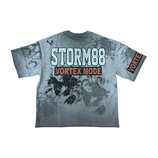 WH-ST8-017 - Storm88 with Rhinestone Heavy Print & Garment Wash Regular Fit Graphic Tee