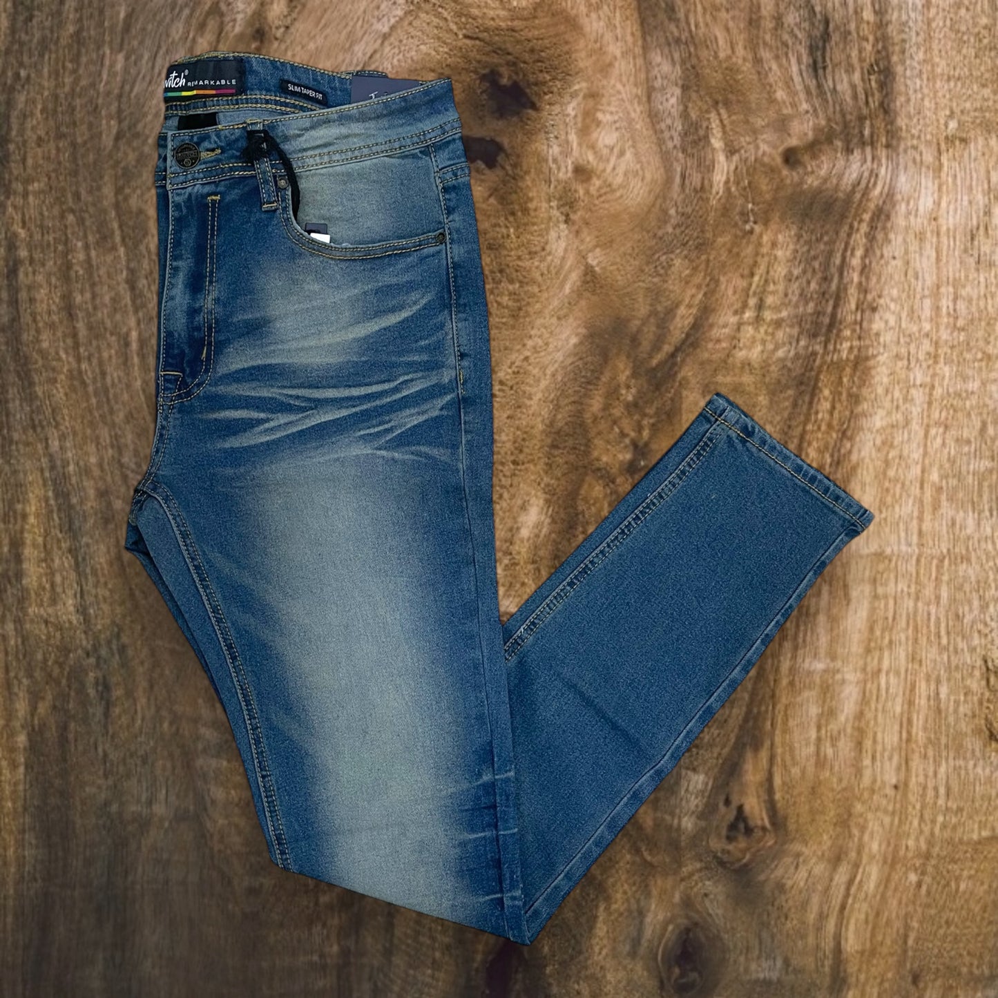 SF2620 - Washed Clean Look Denim Slim-Fit Stretch Jeans