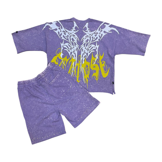 SM6998 - Eclipse with Rhinestones Cropped Shirt, Shorts SET
