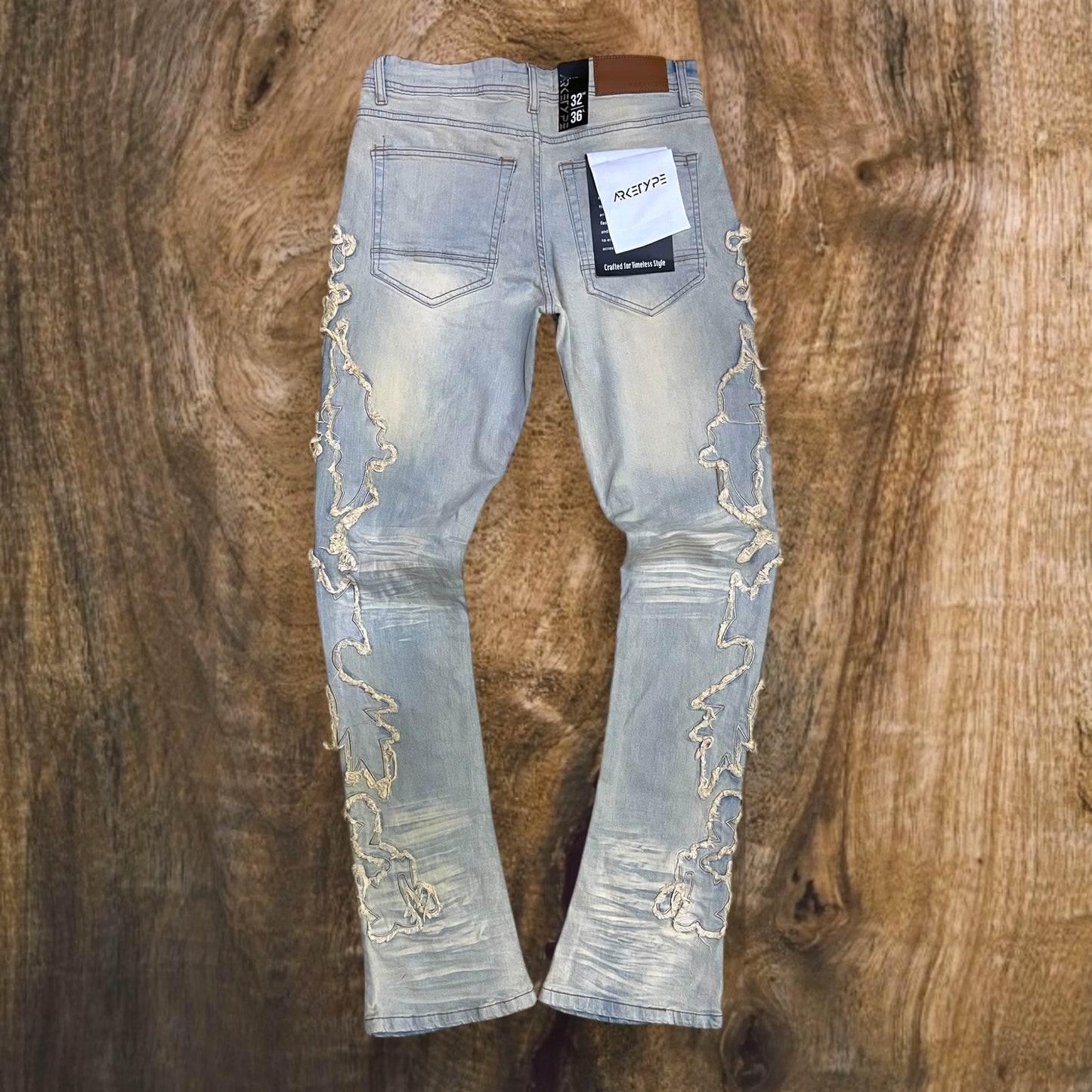 P541 - WWW Heavy Frayed Stretchable Stacked Flared Jeans