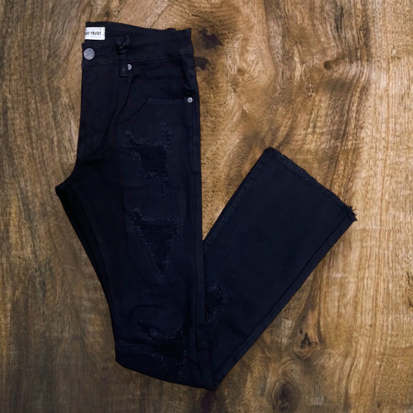 BTP24260 - Rip & Repair Stacked Flare Jeans