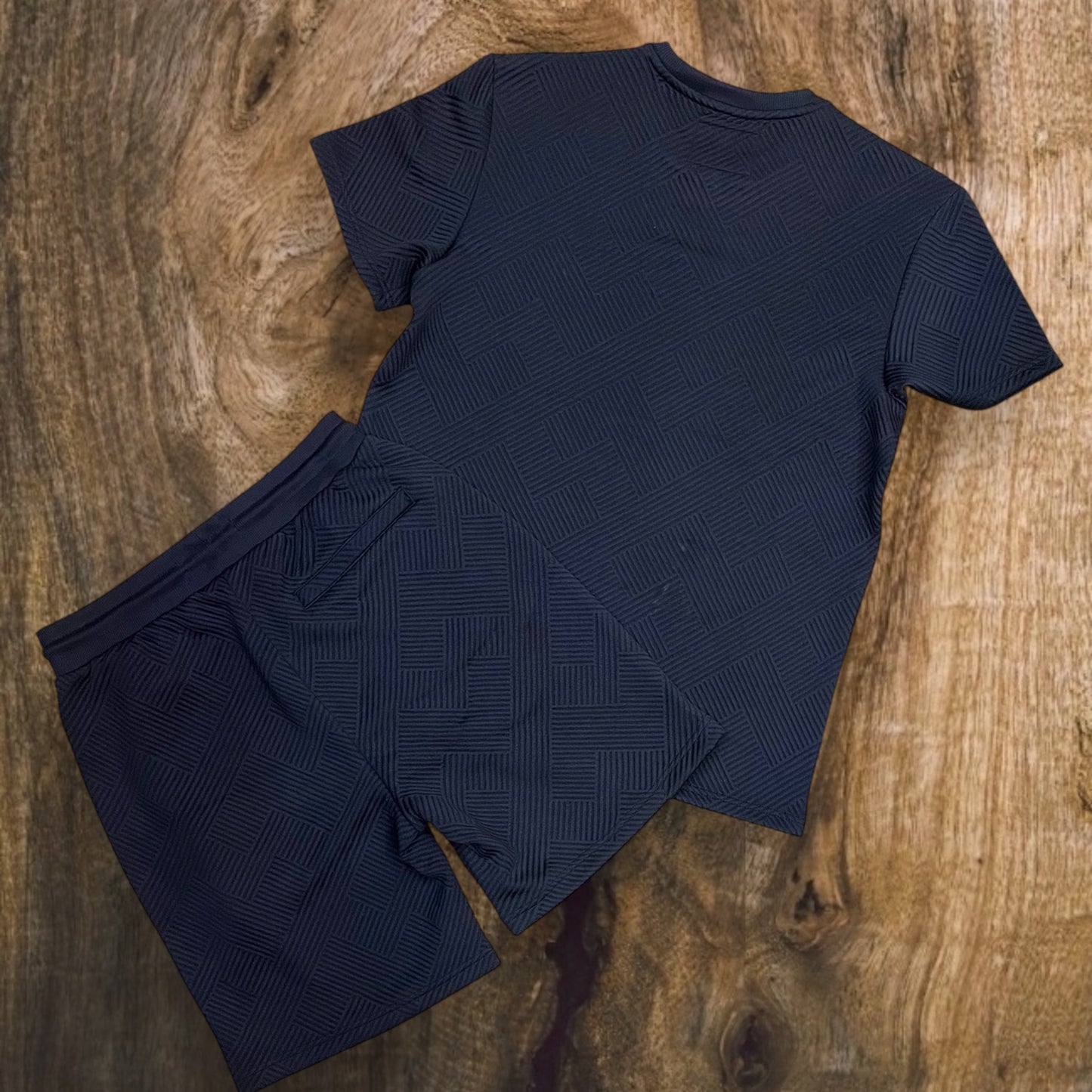 351-184 - RS Texture Embossed Shorts SET (Black)