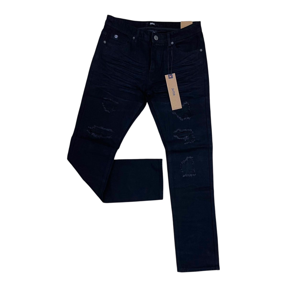 SF4600 - Damage Rip & Repair Denim Slim Straight-Fit Non-Stretch Jeans