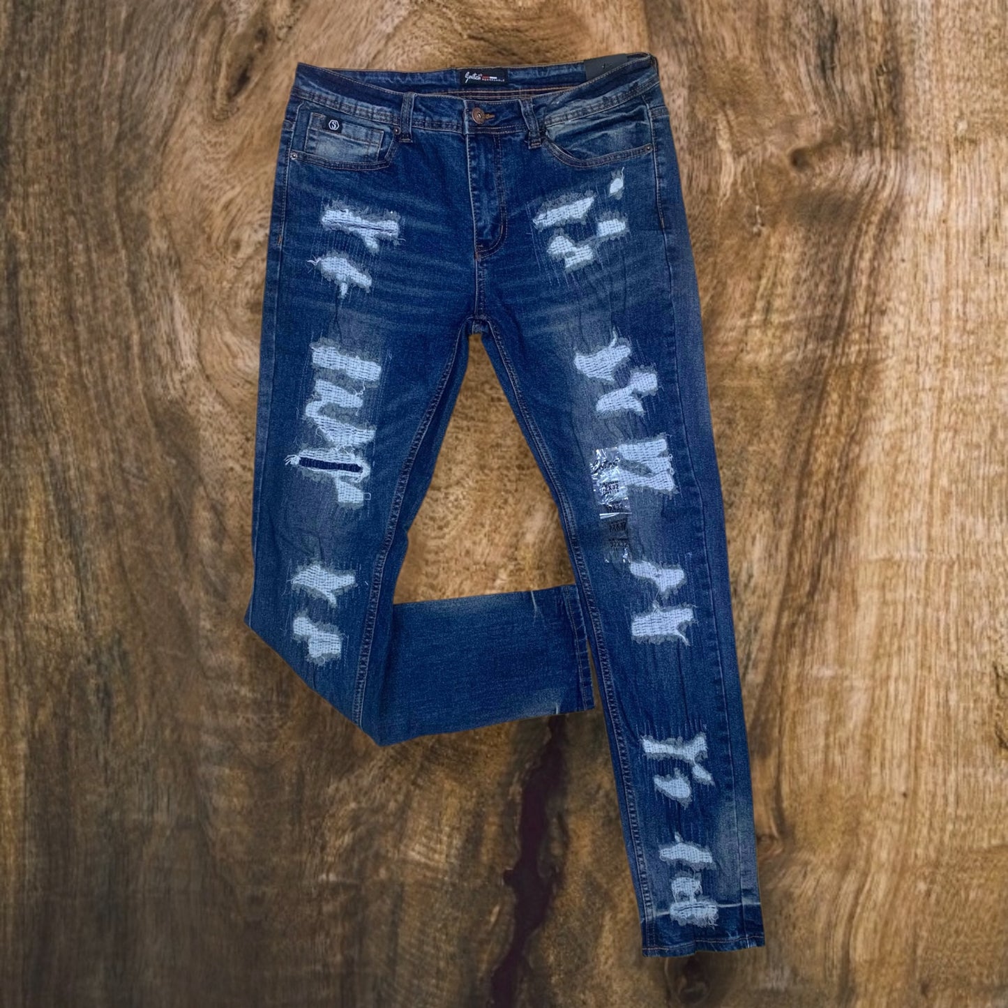 SS4606 - Premium Washed Ripped Slim-Fit Stretch Denim Jeans