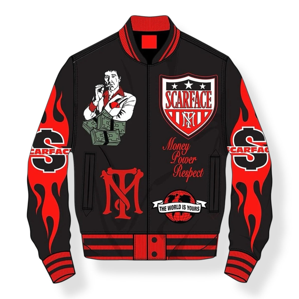 WH-SFER5-001 - SCARFACE "Money Power Respect" Varsity Jacket