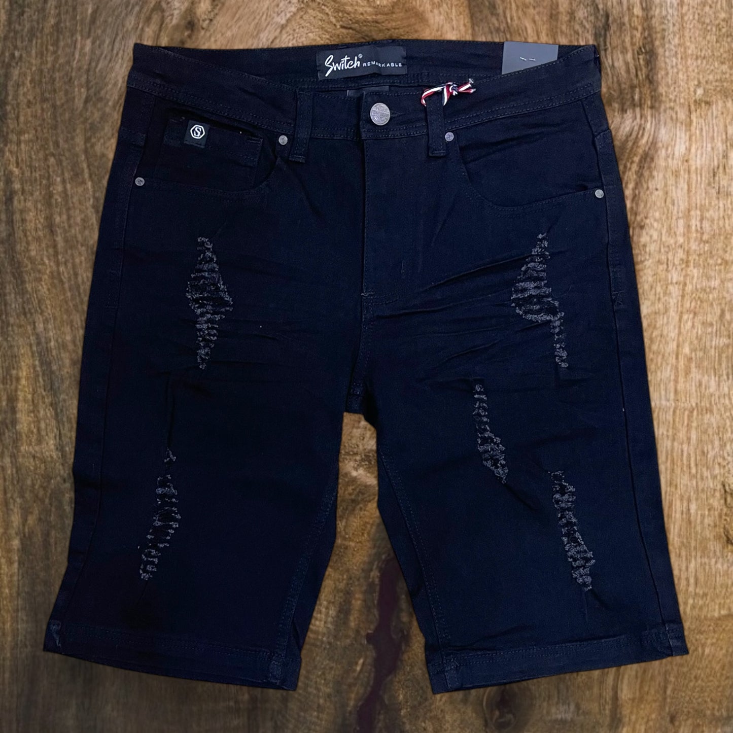 SS4701 - Ripped Denim Stretch Shorts
