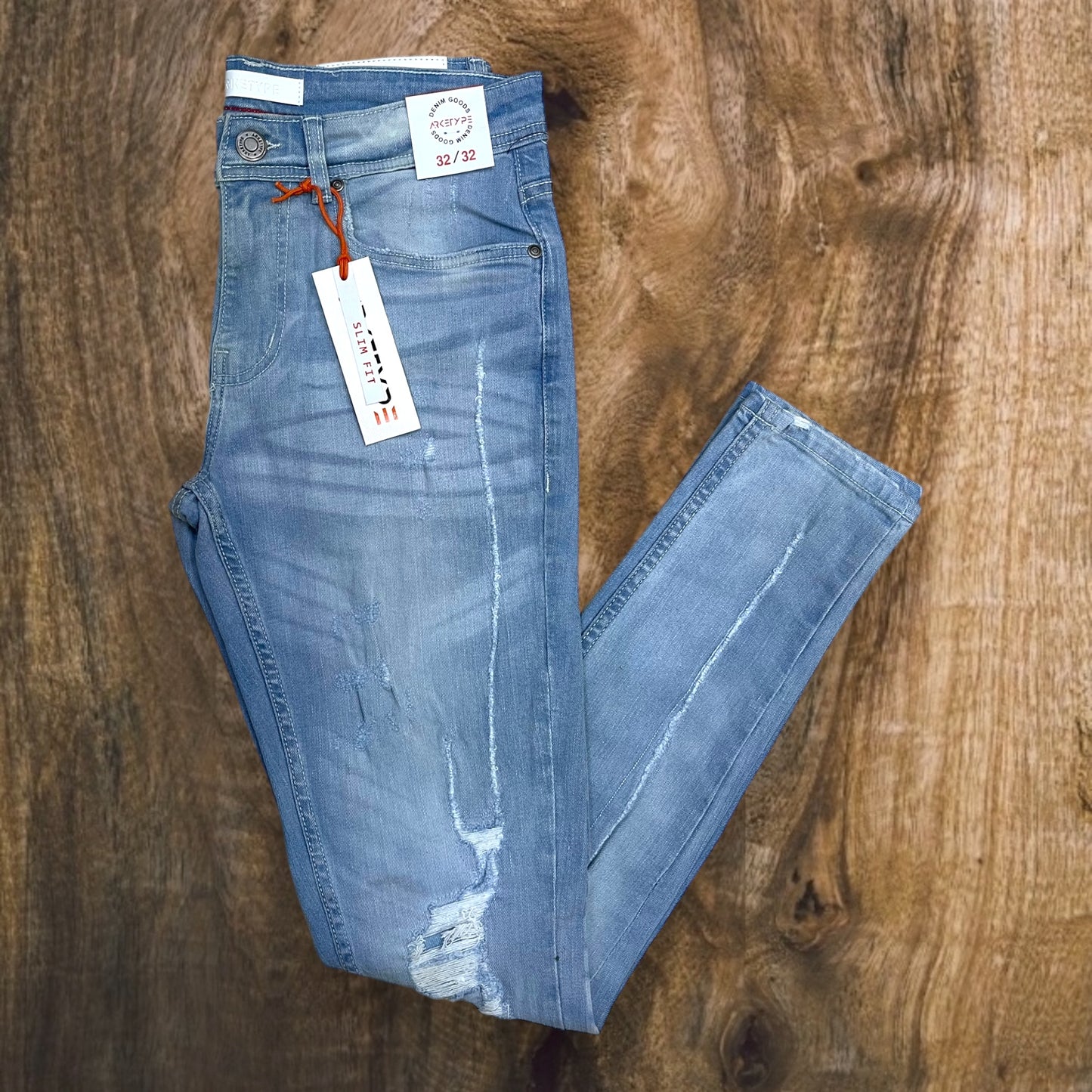 P401 - Bolt Ripped Slim-Fit Stretch Jeans