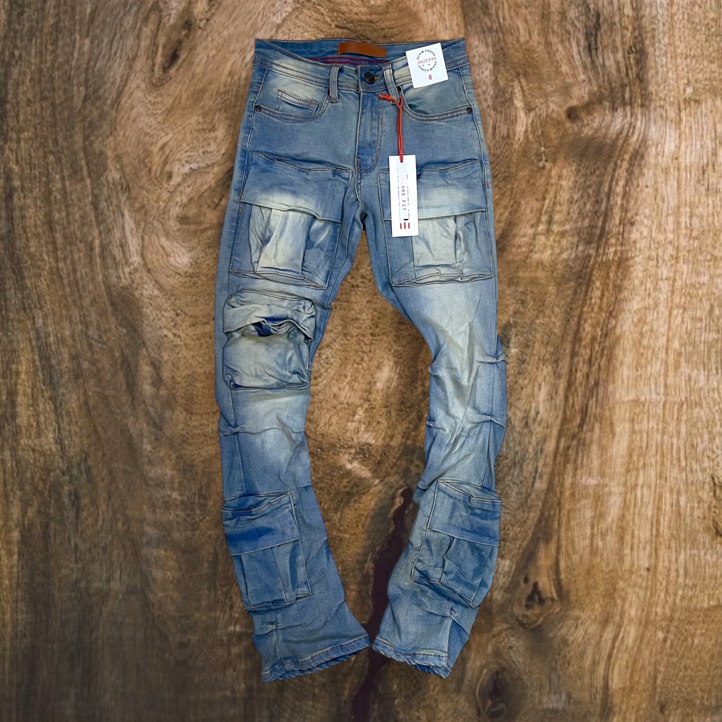 P444K - Boys' 8-18 Timeless Stacked Cargo Pocket Jeans