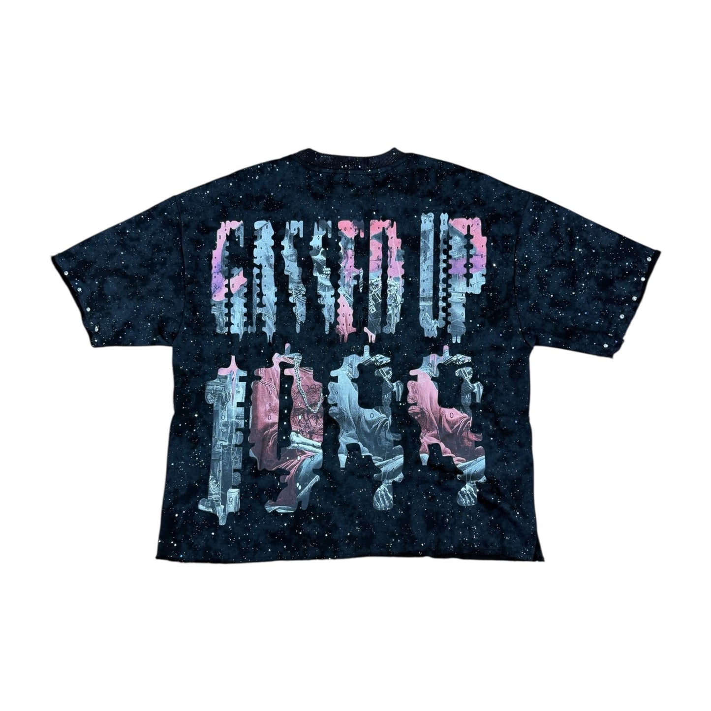 T1533 - Gassed with Rhinestones and Studs Cropped Top T-Shirt