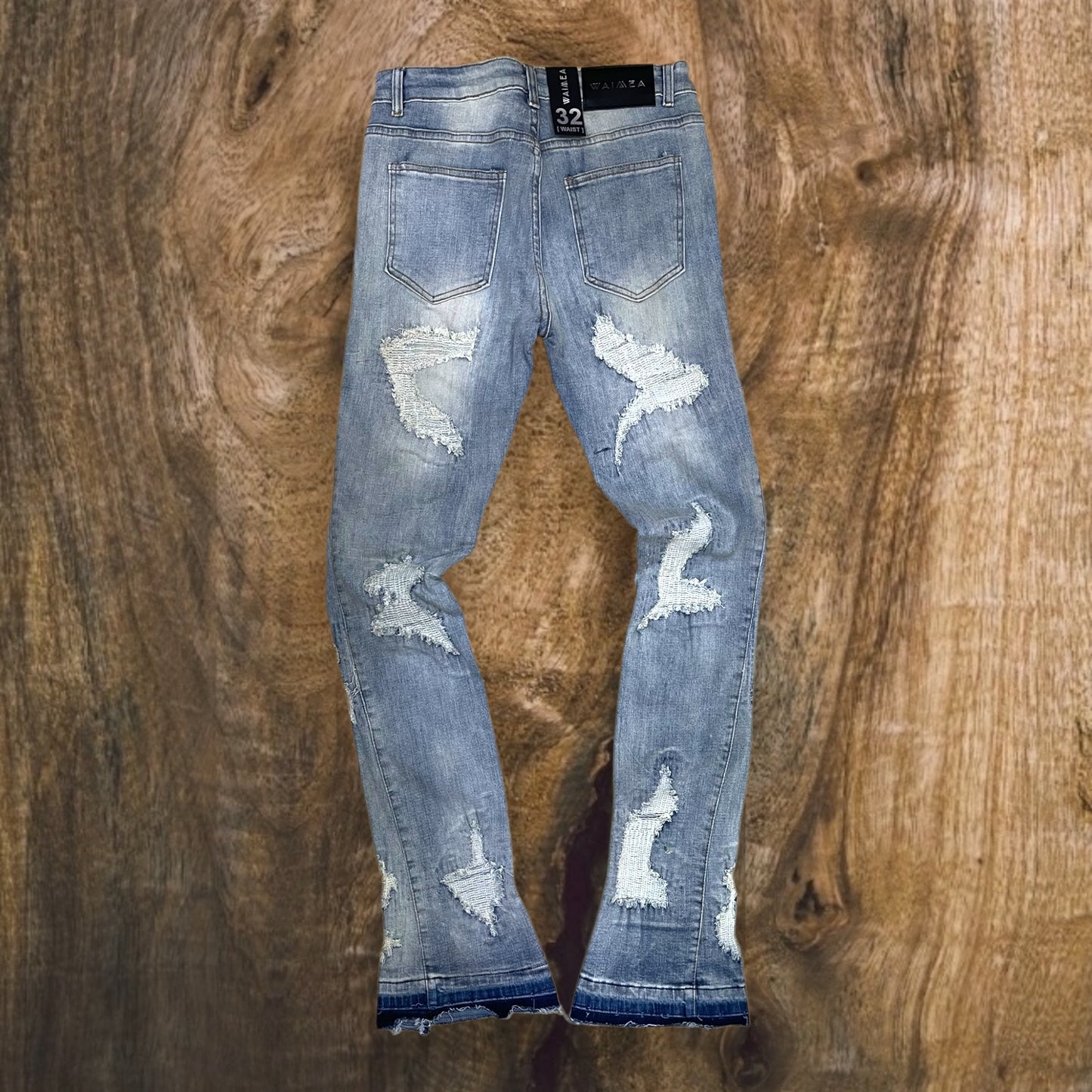 M8199D - Men's Bleach Wash Stacked Flare Jeans