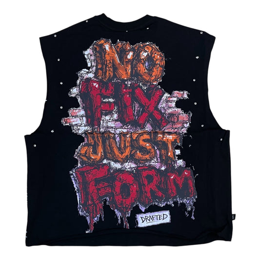 WH-SM6178 - No Fix Just Form Sleeveless Studded Graphic T-Shirt